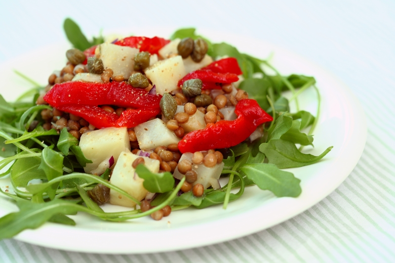 Linzensalade met knolselderij