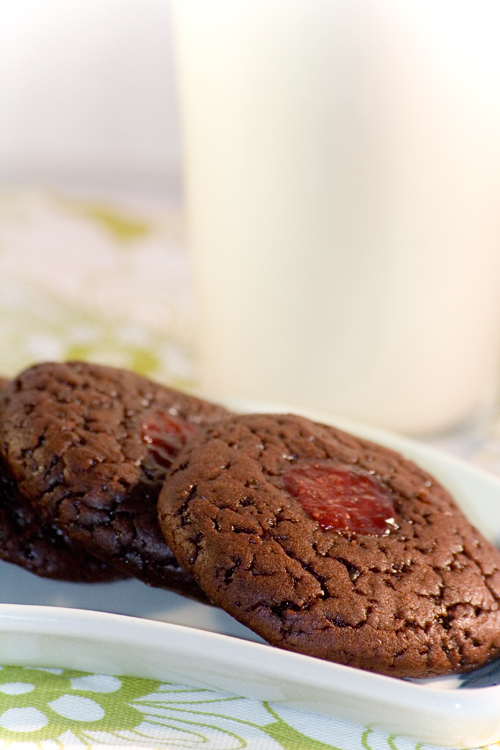 Chocoladekoekjes met jamvulling
