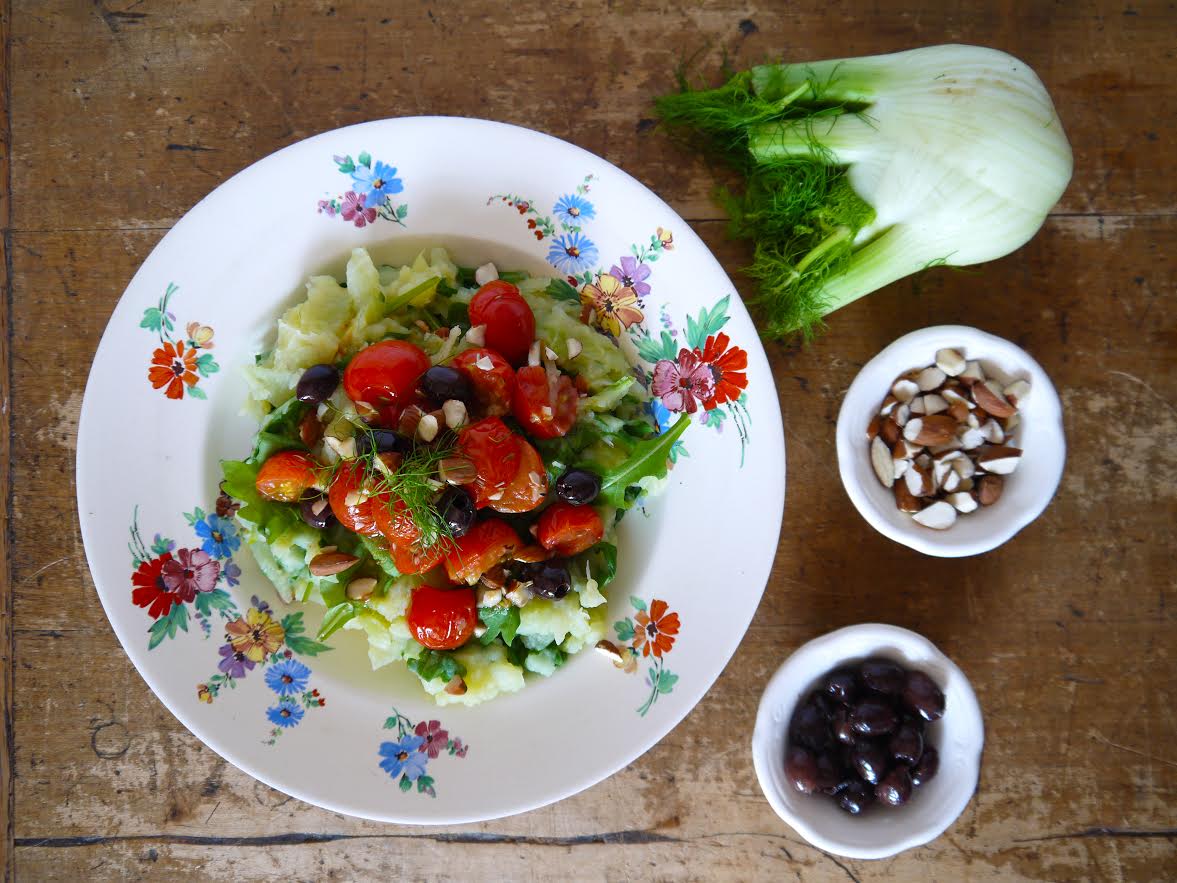 Venkelstamppot met gebakken tomaat