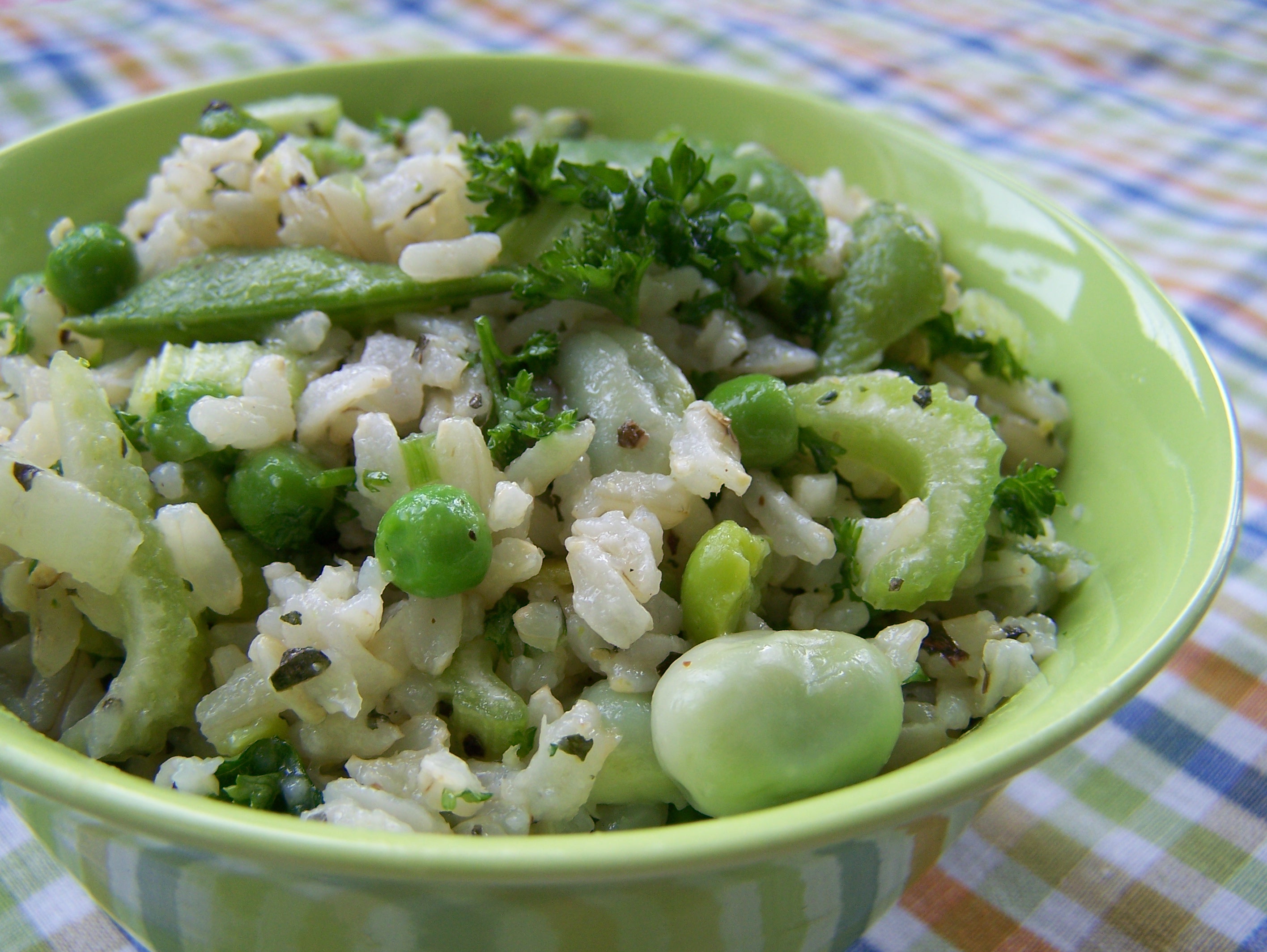 Rijstsalade met peultjes