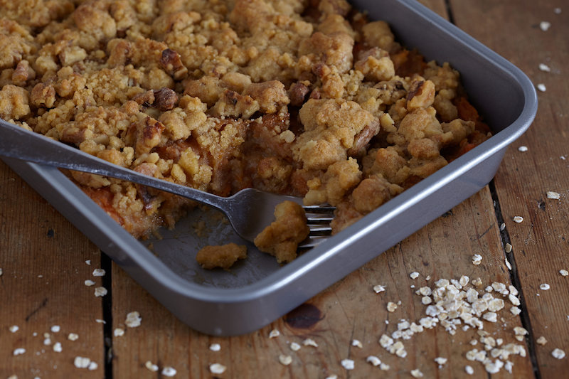 Havermoutcrumble met zoete aardappel