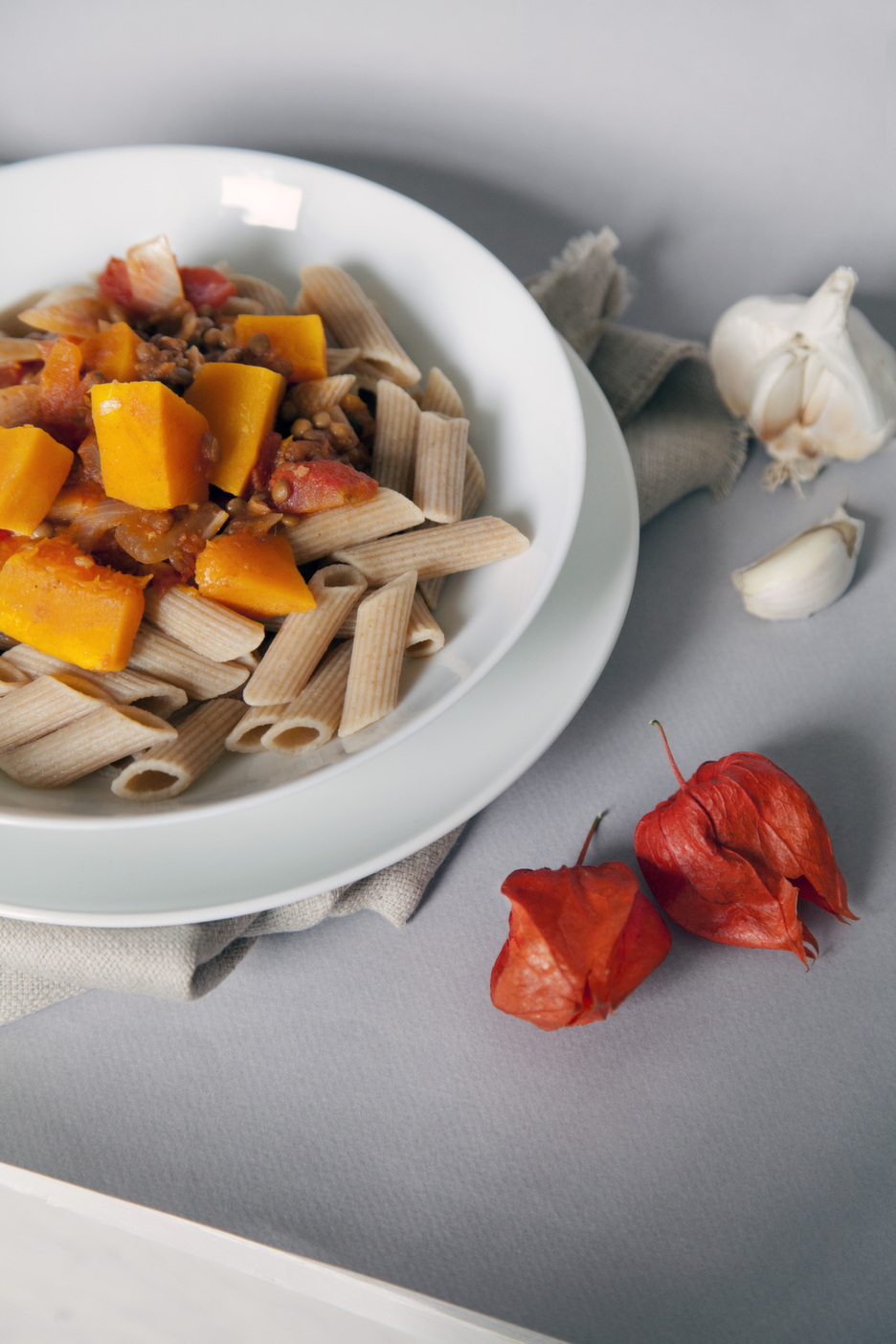 Herfstpasta met pompoen
