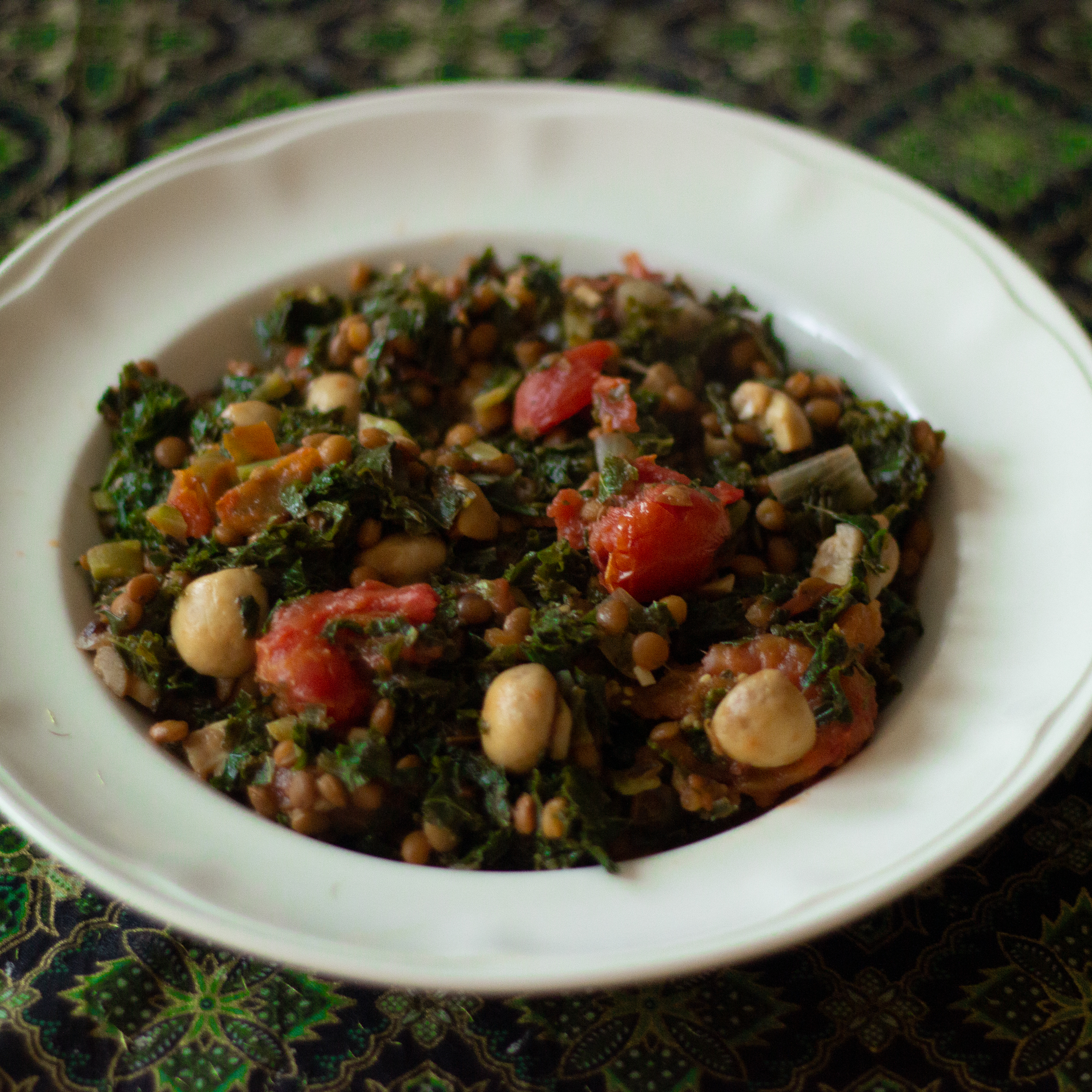 Stoofpotje van boerenkool en linzen