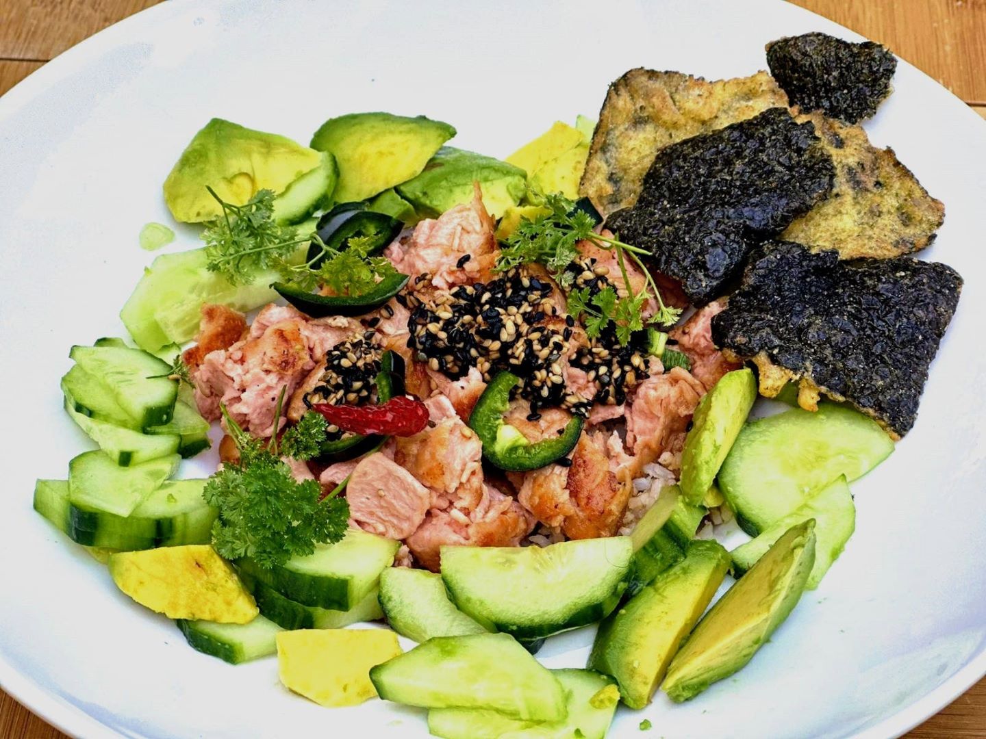 Japanse rijst met vegan zalm